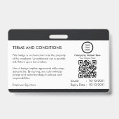 Werknemersnaam Logo QR-code ID-badge Badge (Achterkant)