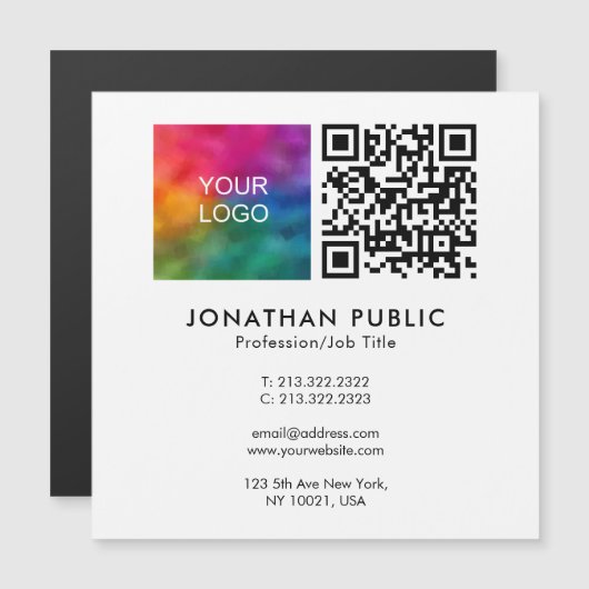 Werknemersnaam QR Code Bedrijf Logo Sjabloon (Voorkant / Achterkant)