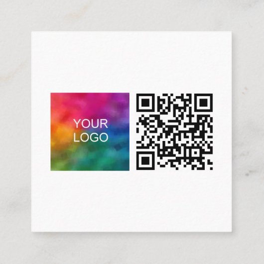 Werknemersnaam QR Code Business Logo Hier Sjabloon Vierkante Visitekaartje (Achterkant)