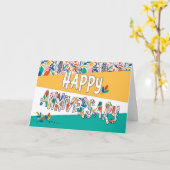 Werknemerspatroon Jubileum Bright kleuren Kaart (Gele Bloem)