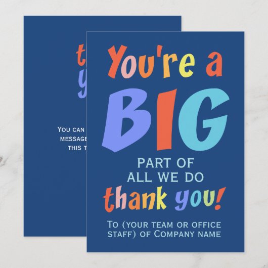 Werknemersteam Dank u Bedrijf Bedankkaart (Voorkant / Achterkant)