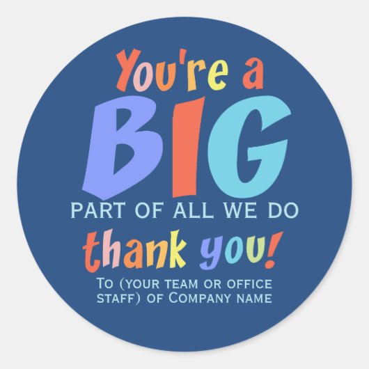 Werknemersteam Dank u Bedrijf Ronde Sticker (Voorkant)
