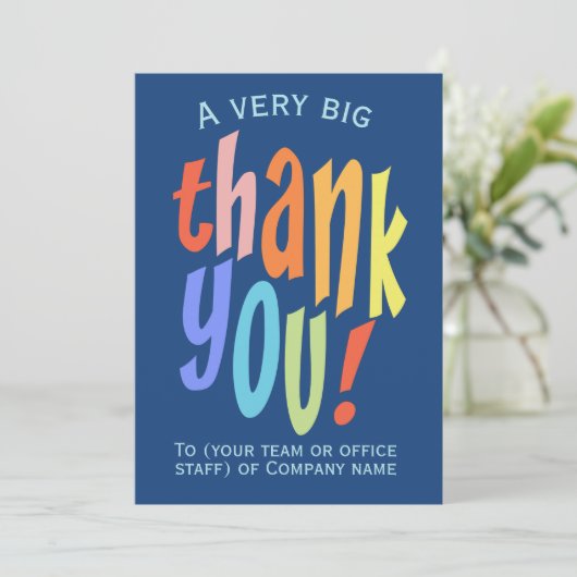 Werknemersteam zeer groot dank u bedankkaart (Staand voorkant)