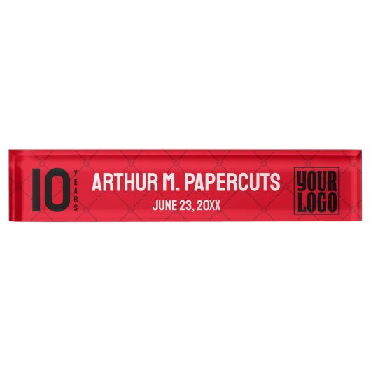 Werknemersverjaardag gepersonaliseerd of 10 jaar naambordje (Voorkant)