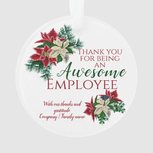 Werknemerswaardering Festive Floral Flower White Ornament (achterkant)