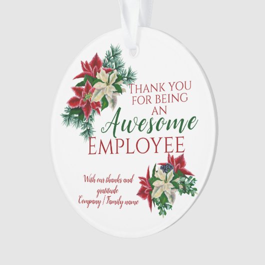 Werknemerswaardering Festive Floral Flower White Ornament (voorkant)