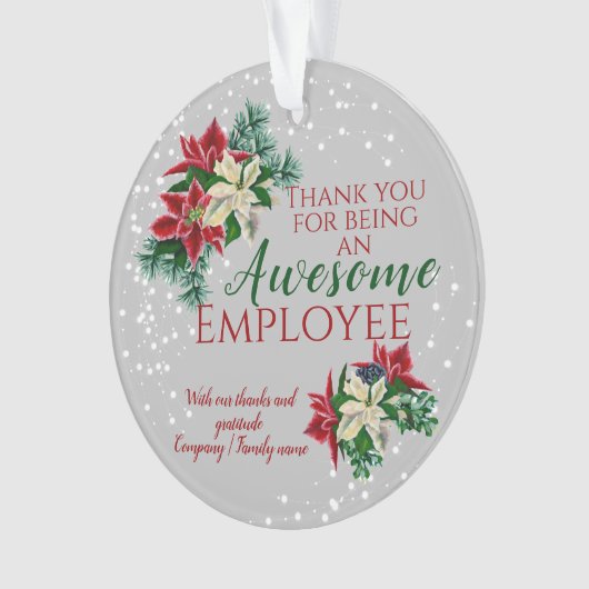 Werknemerswaardering Festive Floral Poinsettia Ornament (voorkant)