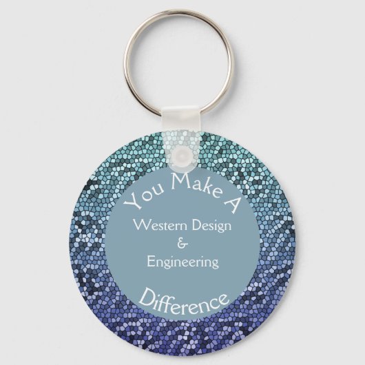 Werknemerswaardering voor mozaïekblauwe tegels Dan Sleutelhanger (Voorkant)