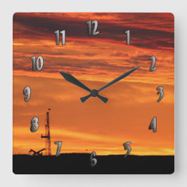 Werkover Rig op zonsondergang (met aantallen) Klok