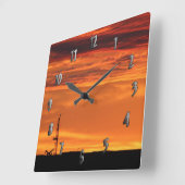 Werkover Rig op zonsondergang (met aantallen) Klok (Hoek)