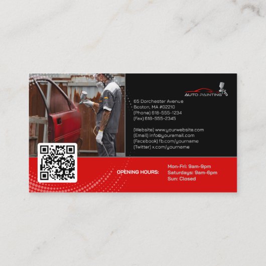 Werkplaats voor automatisch schilderen | beroeps visitekaartje (Achterkant)