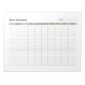 Werkschema Werknemer Notitieblok (Voorkant)