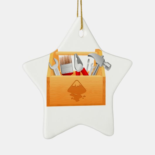 Werkset van hout met gereedschap keramisch ornament (Rechts)