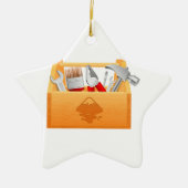 Werkset van hout met gereedschap keramisch ornament (Voorkant)