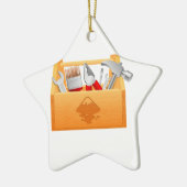 Werkset van hout met gereedschap keramisch ornament (Links)