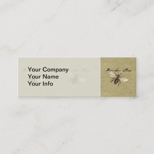  Werkster Bijen Insect Illustratie Antiek Mini Visitekaartje (Voorkant)