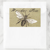 Werkster Bijen Insect Illustratie Antiek Rechthoekige Sticker (Tas)
