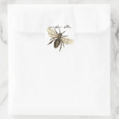  Werkster Bijen Insect Illustratie Antiek Ronde Sticker (Tas)