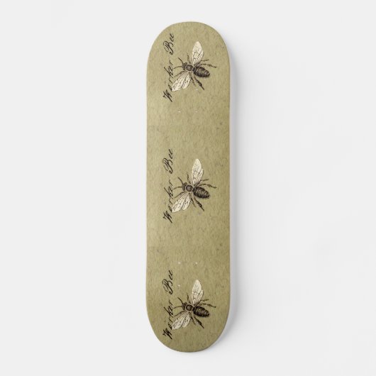Werkster Bijen Insect Illustratie Antiek Skateboard (Voorkant)