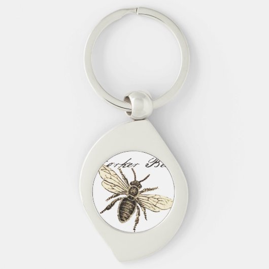  Werkster Bijen Insect Illustratie Antiek Sleutelhanger (Voorkant)