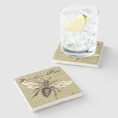  Werkster Bijen Insect Illustratie Antiek Stenen Onderzetter (Zijkant)