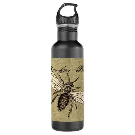 Werkster Bijen Insect Illustratie Antiek Waterfles (Voorkant)