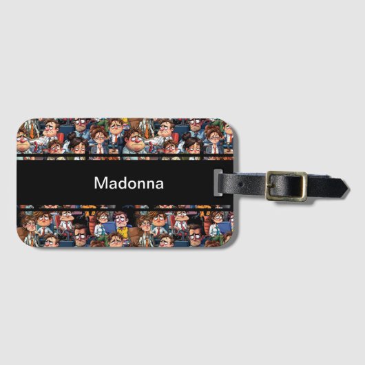 Werkstress zwart bagagelabel (Voorkant (horizontaal))