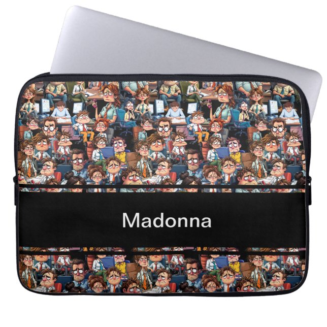 Werkstress zwart laptop sleeve (Voorkant)