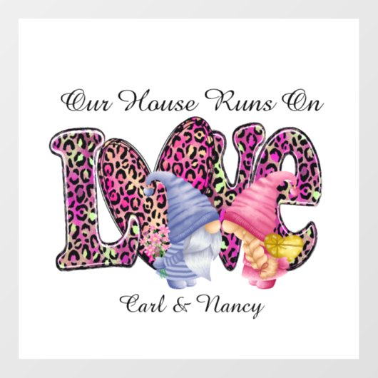 Werkt aan liefde, Gnome Couple personaliseren Raamsticker (Vel)