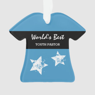 Werkt Best YOUTH PASTOR Blue met Star A01 Ornament