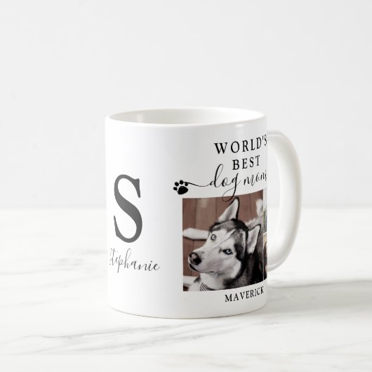 Werkt beste hond Mam schildert Afdrukken Monogram Koffiemok (Voorkant rechts)
