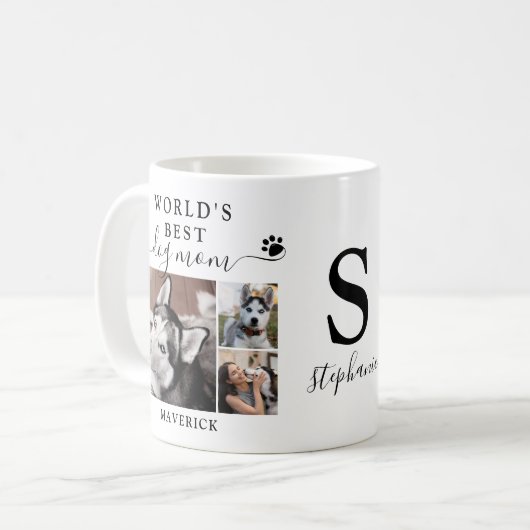 Werkt beste hond Mam schildert Afdrukken Monogram Koffiemok (Voorkant links)