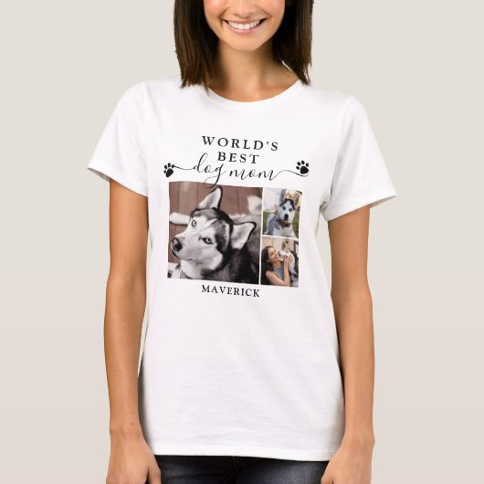 Werkt beste hond Mam schildert Manuscript 3 Foto T-shirt (Voorkant)