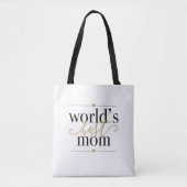 Werkt Beste Mam Elegant Black en Gold Script Tote Bag (Voorkant)