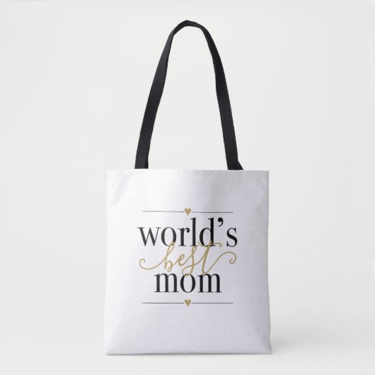 Werkt Beste Mam Elegant Black en Gold Script Tote Bag (Voorkant)