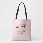 Werkt Beste Mam Elegant Blush Pink and Gold Script Tote Bag (Voorkant)