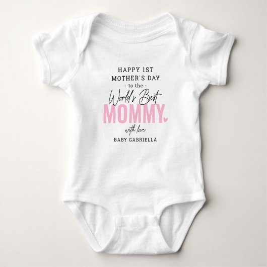 'Werkt beste mama' 1ste Moederdag keepomwille Baby Romper (Voorkant)