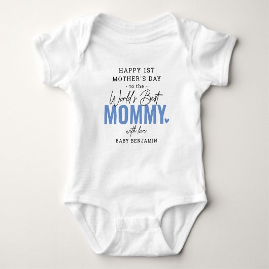 'Werkt beste mama' 1ste Moederdag keepomwille Baby Romper (Voorkant)
