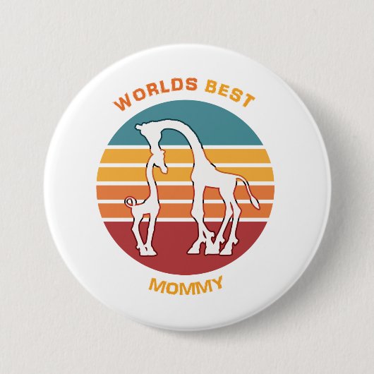 Werkt beste mama, Giraffes Ronde Button 7,6 Cm (Voorkant)