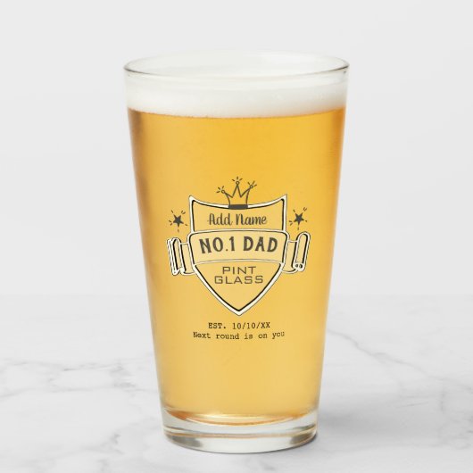 Werkt Beste nr.1 DAD- Gepersonaliseerde BEER PINT  Glas (Voorkant gevuld)
