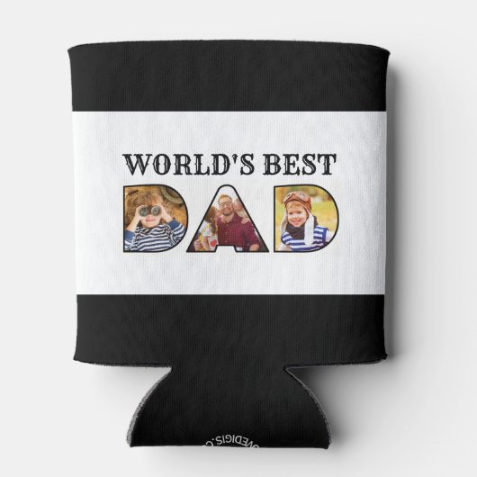 Werkt beste pap Citaat Modern 3 Foto Collage Blikjeskoeler (Achterkant)