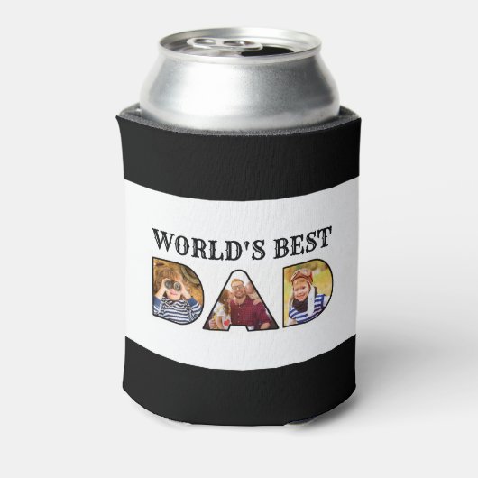 Werkt beste pap Citaat Modern 3 Foto Collage Blikjeskoeler (Blikje Achterkant)