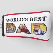 Werkt beste pap Citaat Modern 3 Foto Collage Golfheadcover (Voorkant)