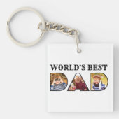 Werkt beste pap Citaat Modern 3 Foto Collage Sleutelhanger (voorkant)