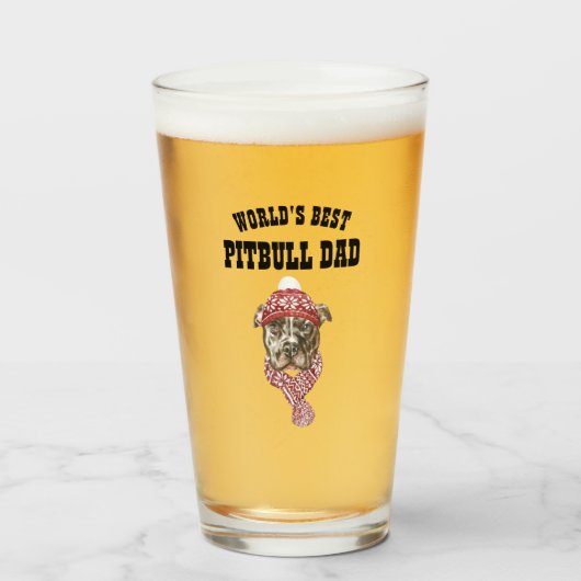 Werkt beste PITBULL DAD-Mok - Fun Dog Father Gift Glas (Voorkant gevuld)