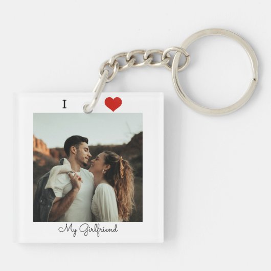 Werkt beste vriendin foto op maat sleutelhanger (Achterkant)