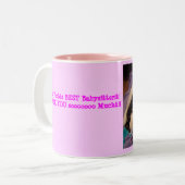 Werkt de beste babysitter!!! tweekleurige koffiemok (Voorkant links)