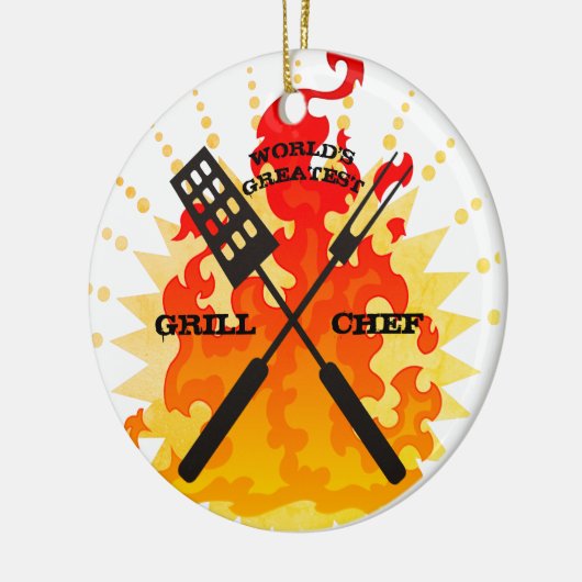 Werkt de grootste grilkanaalridder kerstversiering keramisch ornament (Links)