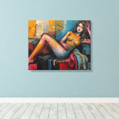 “Werkt deze?” – Portret van Jasmine Canvas Afdruk (Insitu (Houten vloer))