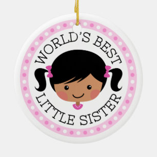 Werkt het beste kleine zusje cartoon meisje zwart  keramisch ornament